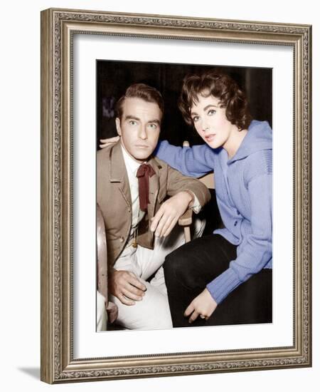 Raintree County, Montgomery Clift, Elizabeth Taylor, on set, 1957-null-Framed Photo