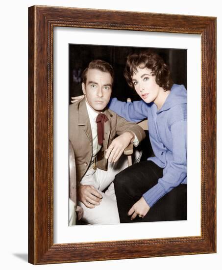 Raintree County, Montgomery Clift, Elizabeth Taylor, on set, 1957-null-Framed Photo