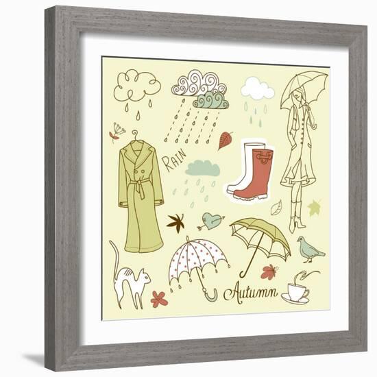 Rainy Autumn Days Doodles-Alisa Foytik-Framed Art Print