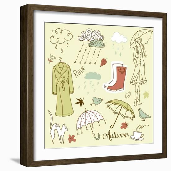 Rainy Autumn Days Doodles-Alisa Foytik-Framed Art Print