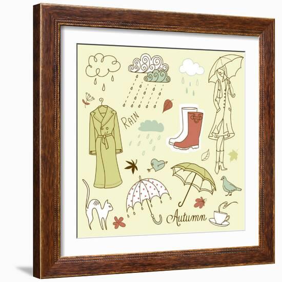 Rainy Autumn Days Doodles-Alisa Foytik-Framed Art Print