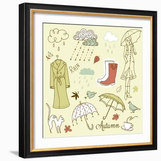 Rainy Autumn Days Doodles-Alisa Foytik-Framed Art Print