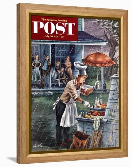 "Rainy Barbecue" Saturday Evening Post Cover, July 28, 1951-Constantin Alajalov-Framed Premier Image Canvas