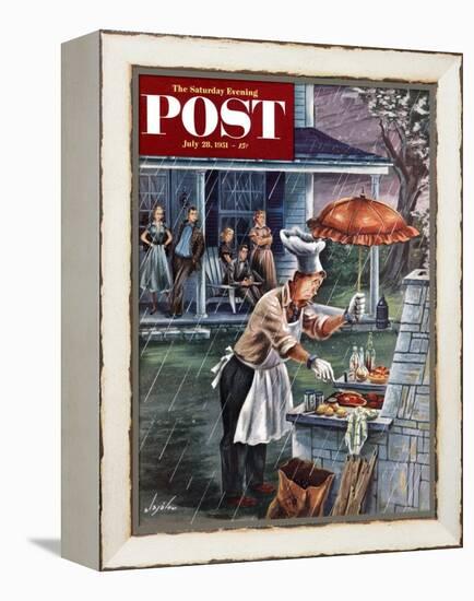 "Rainy Barbecue" Saturday Evening Post Cover, July 28, 1951-Constantin Alajalov-Framed Premier Image Canvas