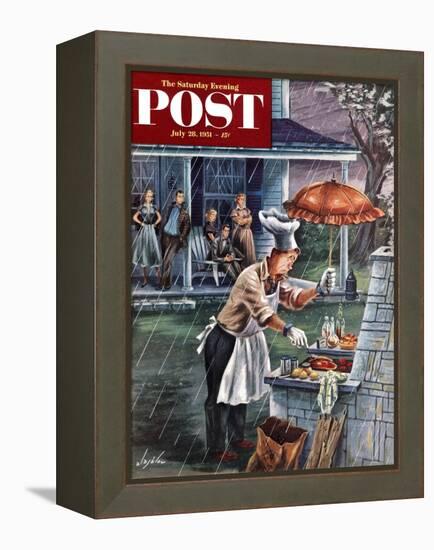 "Rainy Barbecue" Saturday Evening Post Cover, July 28, 1951-Constantin Alajalov-Framed Premier Image Canvas