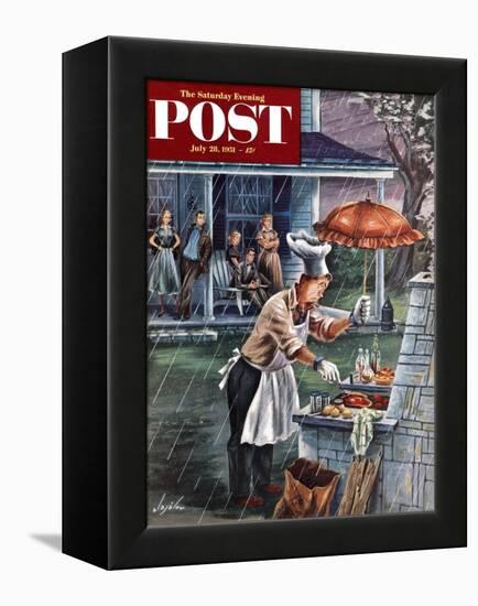 "Rainy Barbecue" Saturday Evening Post Cover, July 28, 1951-Constantin Alajalov-Framed Premier Image Canvas