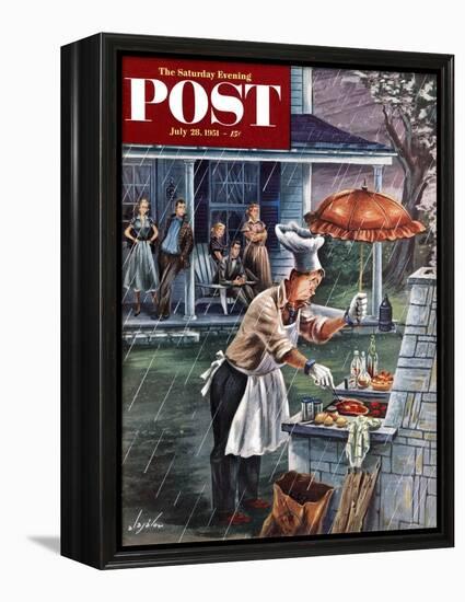 "Rainy Barbecue" Saturday Evening Post Cover, July 28, 1951-Constantin Alajalov-Framed Premier Image Canvas