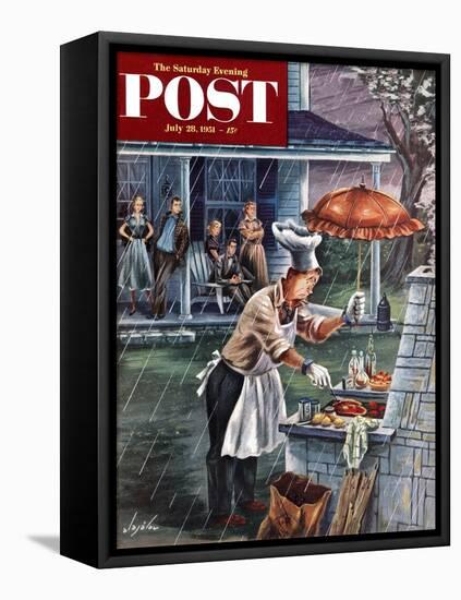 "Rainy Barbecue" Saturday Evening Post Cover, July 28, 1951-Constantin Alajalov-Framed Premier Image Canvas