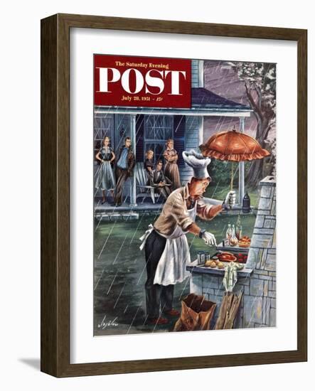 "Rainy Barbecue" Saturday Evening Post Cover, July 28, 1951-Constantin Alajalov-Framed Giclee Print