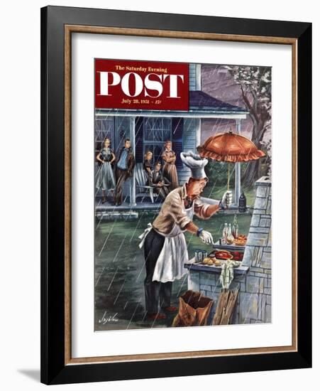 "Rainy Barbecue" Saturday Evening Post Cover, July 28, 1951-Constantin Alajalov-Framed Giclee Print
