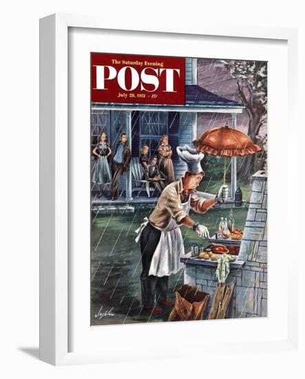 "Rainy Barbecue" Saturday Evening Post Cover, July 28, 1951-Constantin Alajalov-Framed Giclee Print