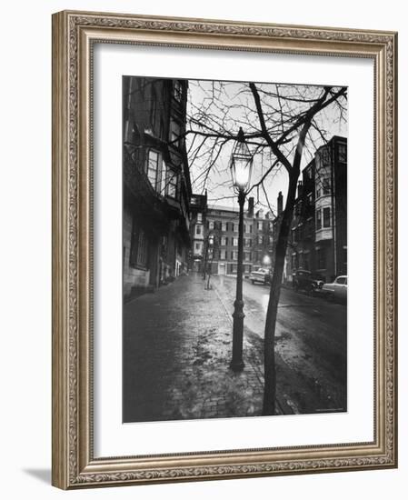 Rainy Beacon Hill St at Dusk During Series of Boston Stranglings-Art Rickerby-Framed Photographic Print