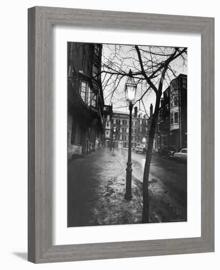 Rainy Beacon Hill St at Dusk During Series of Boston Stranglings-Art Rickerby-Framed Photographic Print