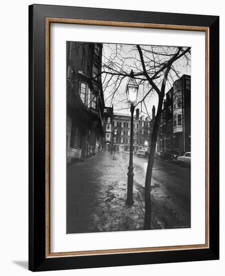 Rainy Beacon Hill St at Dusk During Series of Boston Stranglings-Art Rickerby-Framed Photographic Print