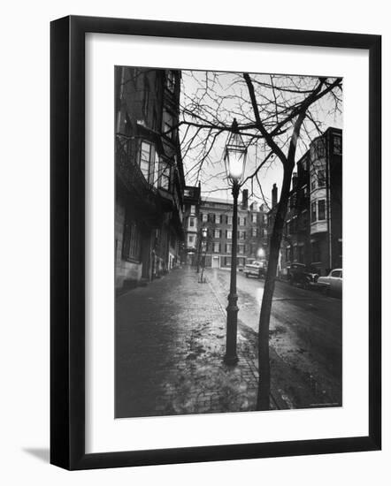 Rainy Beacon Hill St at Dusk During Series of Boston Stranglings-Art Rickerby-Framed Photographic Print