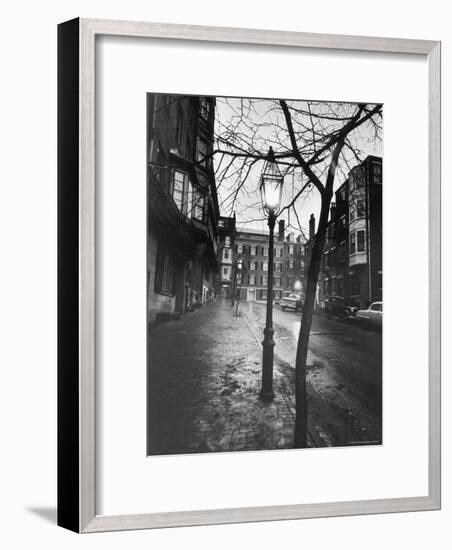 Rainy Beacon Hill St at Dusk During Series of Boston Stranglings-Art Rickerby-Framed Photographic Print