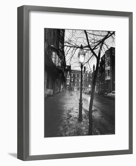 Rainy Beacon Hill St at Dusk During Series of Boston Stranglings-Art Rickerby-Framed Photographic Print