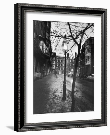 Rainy Beacon Hill St at Dusk During Series of Boston Stranglings-Art Rickerby-Framed Photographic Print