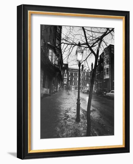 Rainy Beacon Hill St at Dusk During Series of Boston Stranglings-Art Rickerby-Framed Photographic Print