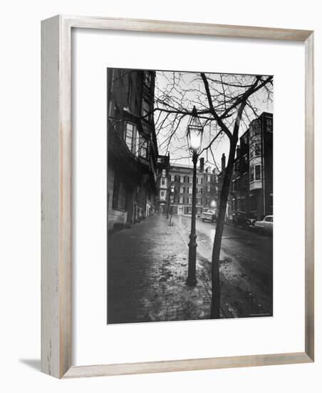 Rainy Beacon Hill St at Dusk During Series of Boston Stranglings-Art Rickerby-Framed Photographic Print