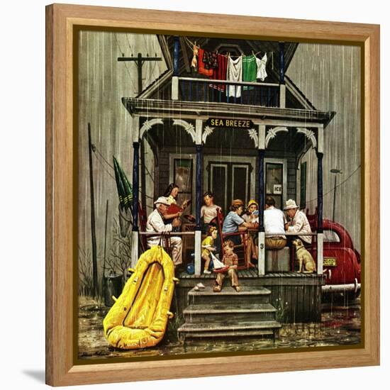 "Rainy Day at Beach Rental," July 31, 1948-Stevan Dohanos-Framed Premier Image Canvas