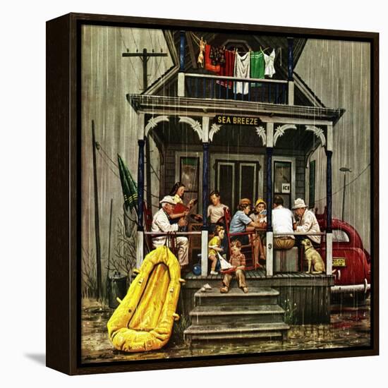 "Rainy Day at Beach Rental," July 31, 1948-Stevan Dohanos-Framed Premier Image Canvas