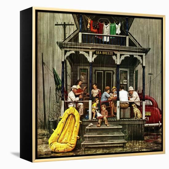 "Rainy Day at Beach Rental," July 31, 1948-Stevan Dohanos-Framed Premier Image Canvas