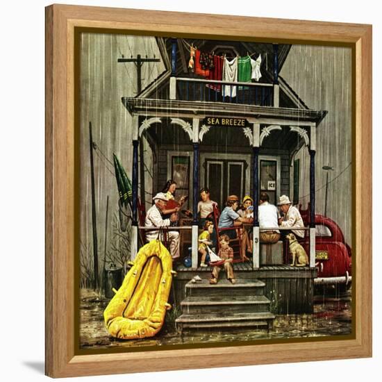 "Rainy Day at Beach Rental," July 31, 1948-Stevan Dohanos-Framed Premier Image Canvas