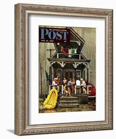 "Rainy Day at Beach Rental," Saturday Evening Post Cover, July 31, 1948-Stevan Dohanos-Framed Giclee Print