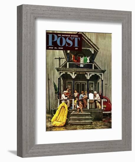 "Rainy Day at Beach Rental," Saturday Evening Post Cover, July 31, 1948-Stevan Dohanos-Framed Giclee Print