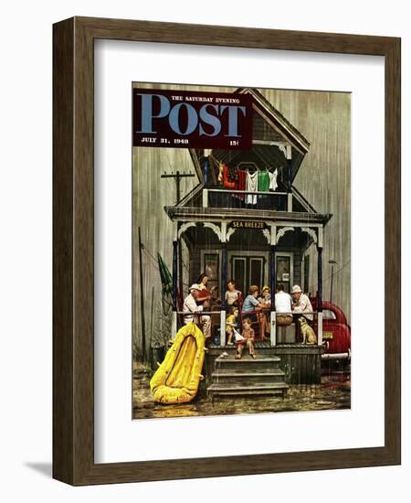 "Rainy Day at Beach Rental," Saturday Evening Post Cover, July 31, 1948-Stevan Dohanos-Framed Giclee Print