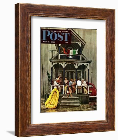 "Rainy Day at Beach Rental," Saturday Evening Post Cover, July 31, 1948-Stevan Dohanos-Framed Giclee Print