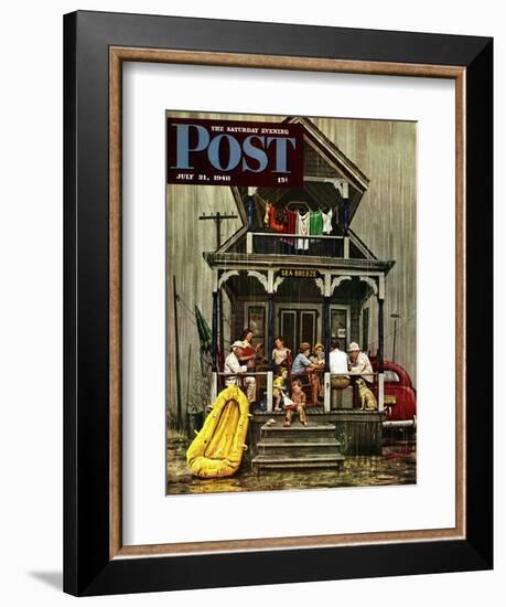 "Rainy Day at Beach Rental," Saturday Evening Post Cover, July 31, 1948-Stevan Dohanos-Framed Giclee Print