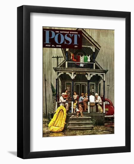 "Rainy Day at Beach Rental," Saturday Evening Post Cover, July 31, 1948-Stevan Dohanos-Framed Giclee Print