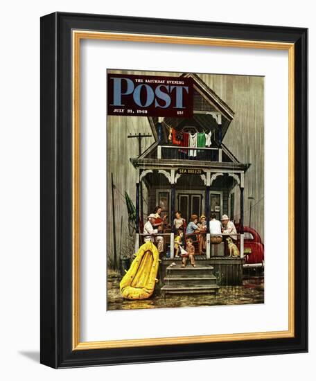 "Rainy Day at Beach Rental," Saturday Evening Post Cover, July 31, 1948-Stevan Dohanos-Framed Giclee Print