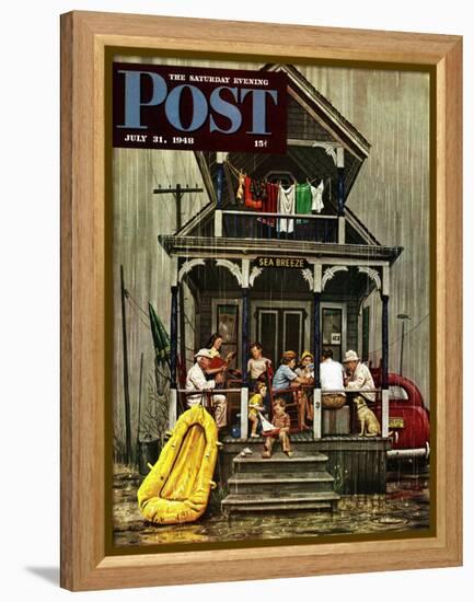 "Rainy Day at Beach Rental," Saturday Evening Post Cover, July 31, 1948-Stevan Dohanos-Framed Premier Image Canvas