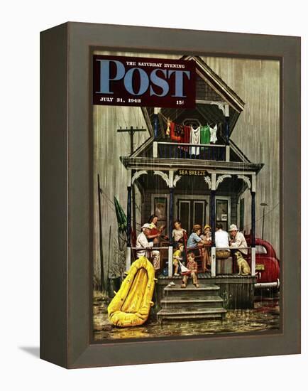 "Rainy Day at Beach Rental," Saturday Evening Post Cover, July 31, 1948-Stevan Dohanos-Framed Premier Image Canvas