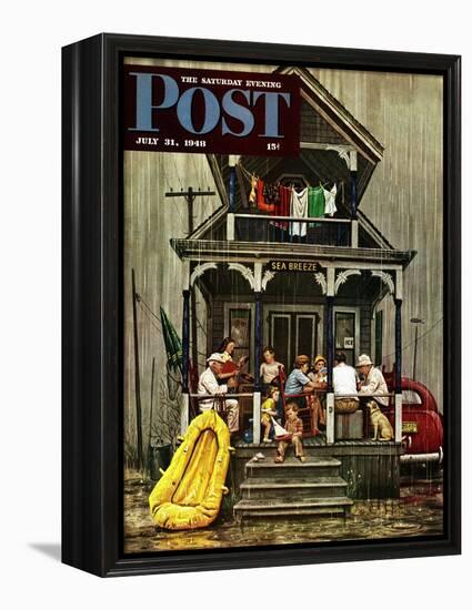 "Rainy Day at Beach Rental," Saturday Evening Post Cover, July 31, 1948-Stevan Dohanos-Framed Premier Image Canvas