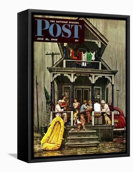 "Rainy Day at Beach Rental," Saturday Evening Post Cover, July 31, 1948-Stevan Dohanos-Framed Premier Image Canvas