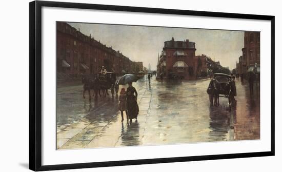 Rainy Day, Boston-Childe Hassam-Framed Lithograph