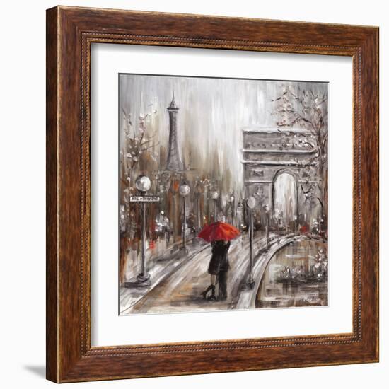 Rainy Embrace by the Arc-Marilyn Dunlap-Framed Art Print