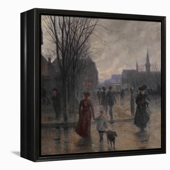 Rainy Evening on Hennepin Avenue, C.1902-Robert Koehler-Framed Premier Image Canvas