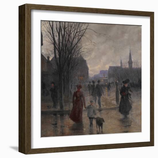 Rainy Evening on Hennepin Avenue, C.1902-Robert Koehler-Framed Giclee Print