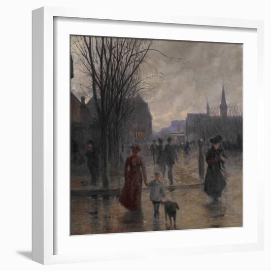 Rainy Evening on Hennepin Avenue, C.1902-Robert Koehler-Framed Giclee Print