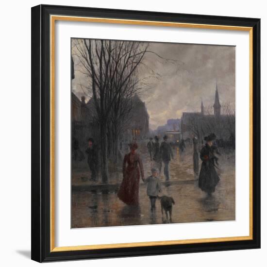 Rainy Evening on Hennepin Avenue, C.1902-Robert Koehler-Framed Giclee Print