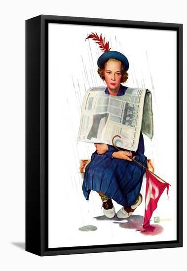 "Rainy Football Game,"November 5, 1938-Douglas Crockwell-Framed Premier Image Canvas