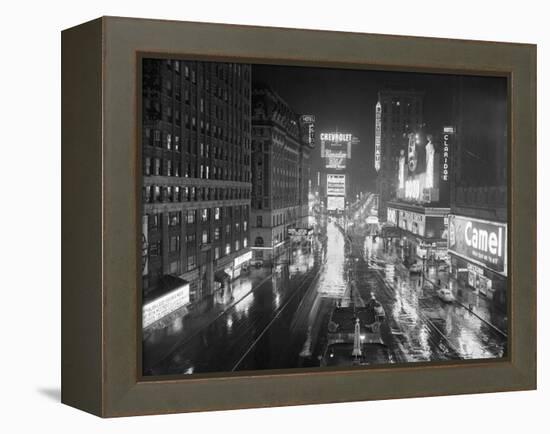 Rainy Night in times Square-null-Framed Premier Image Canvas