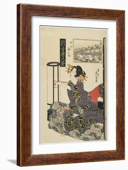 Rainy Night with a Regular Customer, C. 1820s-Keisai Eisen-Framed Giclee Print
