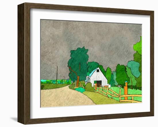 Rainy Season on the Farm-Ynon Mabat-Framed Art Print