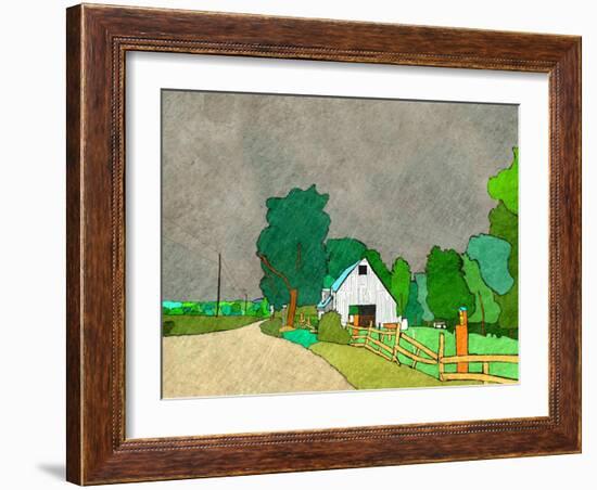 Rainy Season on the Farm-Ynon Mabat-Framed Art Print